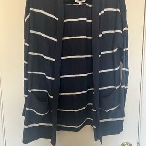 Maurices Blue and White Striped Cardigan Sweater